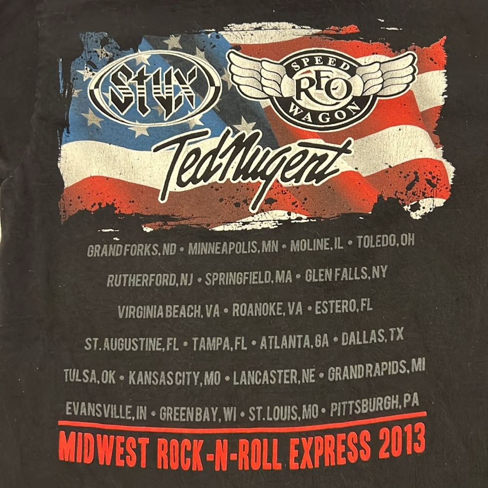 2013 Midwest Rock And Roll Express REO Speed Wagon Ted Nugent Styx Men's Small‎